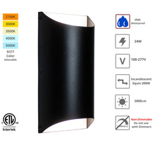 Load image into Gallery viewer, 10-Inch 24W Semi-Round Outdoor LED Wall Light (2-pack)