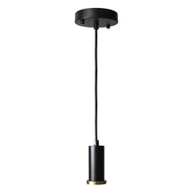 Load image into Gallery viewer, YUURTA Black Pendant Light 10cm with Golden Ring, Adjustable Height Black Woven Fabric Cord E26 Base