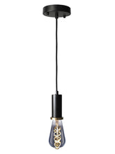 Load image into Gallery viewer, YUURTA Black Pendant Light 10cm with Golden Ring, Adjustable Height Black Woven Fabric Cord E26 Base