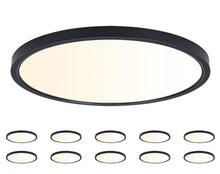 Load image into Gallery viewer, YUURTA 12 Inch 24W 3CCT (3000K/4000K/5000K) Flush Mount Ceiling Light 3000Lm Dimmable (Black)