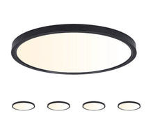 Load image into Gallery viewer, YUURTA 12 Inch 24W 3CCT (3000K/4000K/5000K) Flush Mount Ceiling Light 3000Lm Dimmable (Black)