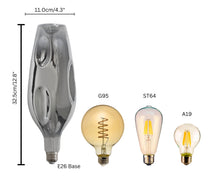 Load image into Gallery viewer, YUURTA LED 12-Inch Copper/Silver Tinted Glass Oversized Bottle Shape Bulb 4W E26 Spiral Filament