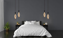 Load image into Gallery viewer, YUURTA Black Pendant Light 10cm with Golden Ring, Adjustable Height Black Woven Fabric Cord E26 Base