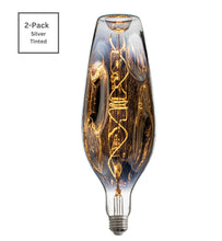 Load image into Gallery viewer, 12-Inch 4W E26 Silver Tinted Glass Oversized Bottle Shape LED Spiral Filament Bulb