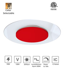 Load image into Gallery viewer, 15-Inch 18W Color Selectable Ceiling/Wall Flush Mount LED Disk Light (Red)