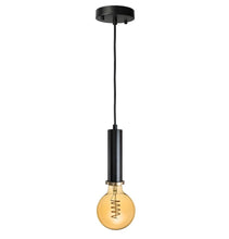 Load image into Gallery viewer, YUURTA Black Pendant Light 16cm with Golden Ring, Adjustable Height Black Woven Fabric Cord E26 Base