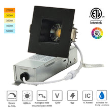 Load image into Gallery viewer, 2-Inch 9W Anti Glare 5CCT CRI90+ LED Downlights (Square Black)