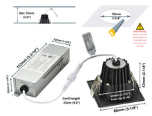 Load image into Gallery viewer, 2-Inch 9W Anti Glare 5CCT CRI90+ LED Downlights (Square Black)