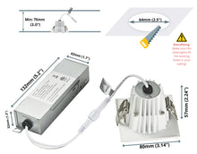 Load image into Gallery viewer, 2-Inch 9W Anti Glare 5CCT CRI90+ LED Downlights (Square White-Black)