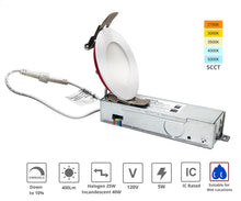 Load image into Gallery viewer, 3 Inch 5W 2-Hour Fire Rated 5CCT Color Selectable LED Downlights