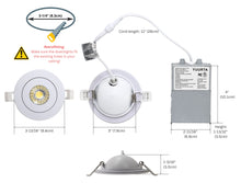 Load image into Gallery viewer, 3 Inch 6W Tilt 90° Color Selectable 5CCT 500Lm Wet Rated Gimbal Lights
