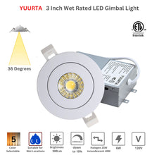 Load image into Gallery viewer, 3 Inch 6W Tilt 90° Color Selectable 5CCT 500Lm Wet Rated Gimbal Lights