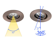 Load image into Gallery viewer, 3 Inch 8W CRI90 5CCT Color Selectable LED Gimbal Pot Lights (Brushed Bronze)