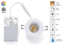 Load image into Gallery viewer, 3 Inch 8W CRI90 5CCT Color Selectable LED Gimbal Pot Lights (White)
