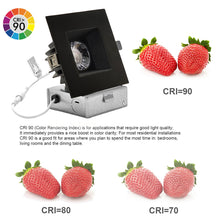 Load image into Gallery viewer, 4-Inch 12W Anti Glare 3CCT CRI90+ LED Downlights (Square Black)