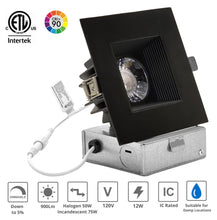 Load image into Gallery viewer, 4-Inch 12W Anti Glare 3CCT CRI90+ LED Downlights (Square Black)