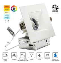 Load image into Gallery viewer, 4-Inch 12W Anti Glare 5CCT CRI90+ LED Downlights (Square White)