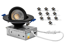 Load image into Gallery viewer, 4" 10W 90° Tilt Recessed LED Gimbal Pot Lights 5 CCT Color Selectable (Round Black)