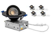 Load image into Gallery viewer, 4" 10W 90° Tilt Recessed LED Gimbal Pot Lights 5 CCT Color Selectable (Round Black)