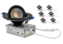 Load image into Gallery viewer, 4" 10W 90° Tilt Recessed LED Gimbal Pot Lights 5 CCT Color Selectable (Round Black)