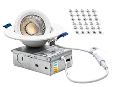 Load image into Gallery viewer, 4" 10W 90° Tilt Recessed LED Gimbal Pot Lights 5 CCT Color Selectable (Round White)