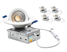 Load image into Gallery viewer, 4" 10W 90° Tilt Recessed LED Gimbal Pot Lights 5 CCT Color Selectable (Round White)