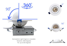Load image into Gallery viewer, 4" 10W 90° Tilt Recessed LED Gimbal Pot Lights 5 CCT Color Selectable (Round White)