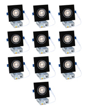 Load image into Gallery viewer, 4" 10W 90° Tilt Recessed LED Gimbal Pot Lights 5 CCT Color Selectable (Square Black)