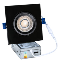 Load image into Gallery viewer, 4" 10W 90° Tilt Recessed LED Gimbal Pot Lights 5 CCT Color Selectable (Square Black)