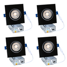 Load image into Gallery viewer, 4" 10W 90° Tilt Recessed LED Gimbal Pot Lights 5 CCT Color Selectable (Square Black)