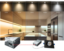 Load image into Gallery viewer, 4" 10W 90° Tilt Recessed LED Gimbal Pot Lights 5 CCT Color Selectable (Square Black)