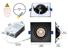 Load image into Gallery viewer, 4" 10W 90° Tilt Recessed LED Gimbal Pot Lights 5 CCT Color Selectable (Square Black)