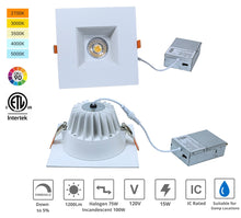 Load image into Gallery viewer, 6-Inch 15W Anti Glare 5CCT CRI90+ LED Downlights (Square White)