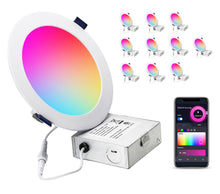 Load image into Gallery viewer, 6 Inch 12W Smart Wireless Wi-Fi, Remote, Voice Control, RGB LED Downlights (White)