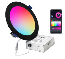 Load image into Gallery viewer, 6 Inch 12W Smart Wireless Wi-Fi, Remote, Voice Control, RGB LED Downlights (Black)