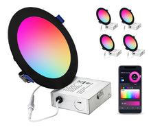Load image into Gallery viewer, 6 Inch 12W Smart Wireless Wi-Fi, Remote, Voice Control, RGB LED Downlights (Black)