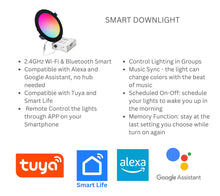 Load image into Gallery viewer, 6 Inch 12W Smart Wireless Wi-Fi, Remote, Voice Control, RGB LED Downlights (Black)