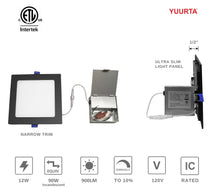 Load image into Gallery viewer, 6 Inch 12W 900Lm 3000K (Warm White) Black Square LED Downlights