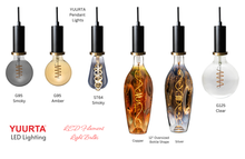 Load image into Gallery viewer, YUURTA Black Pendant Light 10cm with Golden Ring, Adjustable Height Black Woven Fabric Cord E26 Base