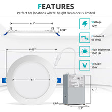 Load image into Gallery viewer, 6 Inch 12W 1000Lm 3000K (Warm White) LED Downlights
