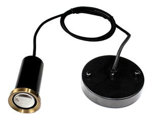 YUURTA Black Pendant Light 10cm with Golden Ring, Adjustable Height Black Woven Fabric Cord E26 Base