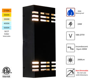 12-Inch 24W Semi-Square Outdoor LED Wall Light (2-pack)