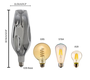 YUURTA LED 12-Inch Silver Glass Oversized Bottle Shape Bulb 4W E26 Spiral Filament