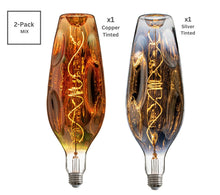 Load image into Gallery viewer, 12-Inch 4W E26 Copper/Silver Tinted Glass Oversized Bottle Shape LED Spiral Filament Bulbs
