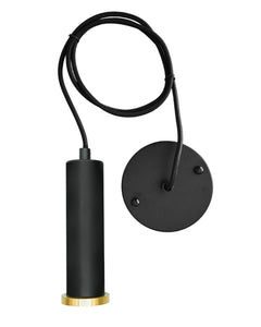YUURTA Black Pendant Light 16cm with Golden Ring, Adjustable Height Black Woven Fabric Cord E26 Base