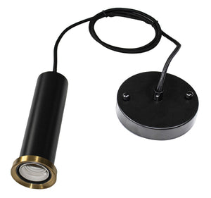 YUURTA Black Pendant Light 16cm with Golden Ring, Adjustable Height Black Woven Fabric Cord E26 Base