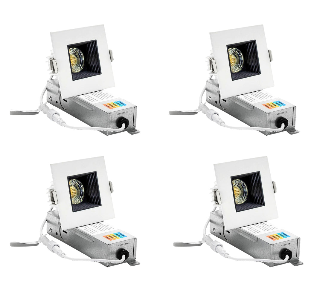 2-Inch 9W Anti Glare 5CCT CRI90+ LED Downlights (Square White-Black)