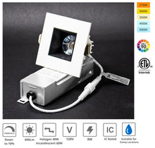Load image into Gallery viewer, 2-Inch 9W Anti Glare 5CCT CRI90+ LED Downlights (Square White-Black)
