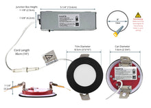 Load image into Gallery viewer, 3 Inch 5W 2-Hour Fire Rated 5CCT Color Selectable LED Downlights (Black)
