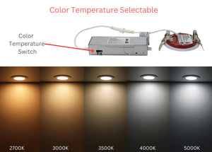 3 Inch 5W 2-Hour Fire Rated LED Downlights (Pot Lights) 5CCT Color Selectable